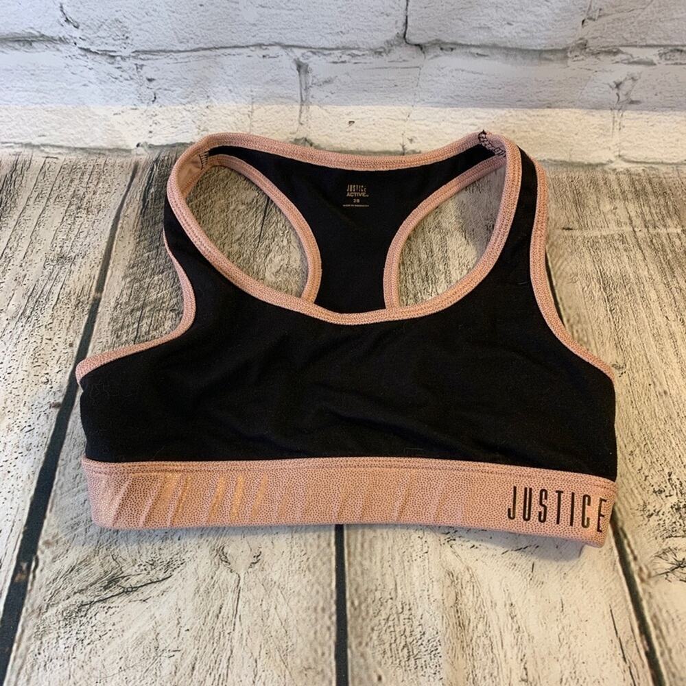 JUSTICE ACTIVE Girl’s Black/Pink Sports Bra / Size: 28